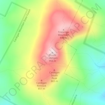 Mount Cardigan topographic map, elevation, terrain