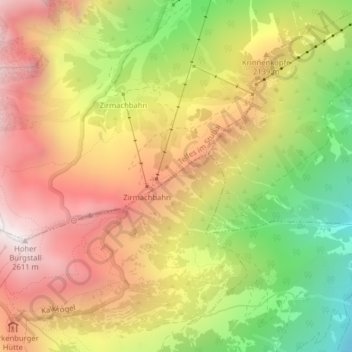 Sennjoch topographic map, elevation, terrain