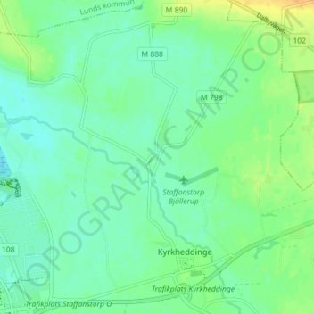 Stora Bjällerup topographic map, elevation, terrain