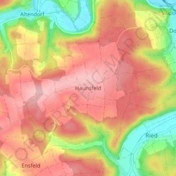 Haunsfeld topographic map, elevation, terrain