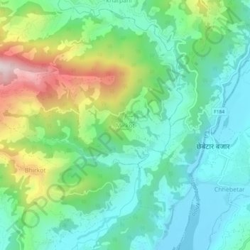 Mirkot topographic map, elevation, terrain