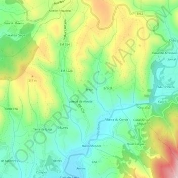 Breja topographic map, elevation, terrain