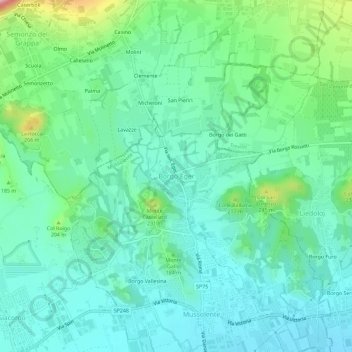 Borgo Eger topographic map, elevation, terrain