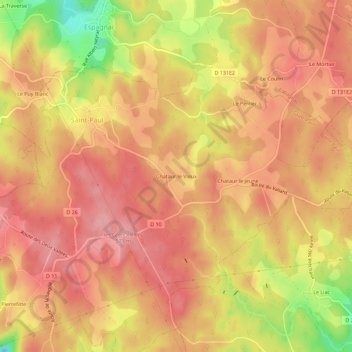 Chataur le Vieux topographic map, elevation, terrain
