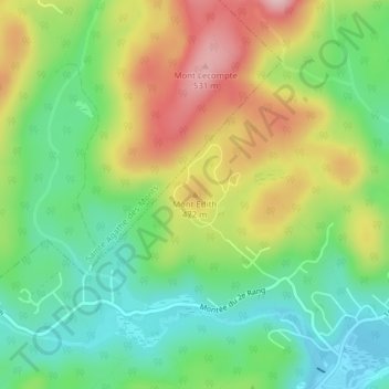 Mont Edith topographic map, elevation, terrain