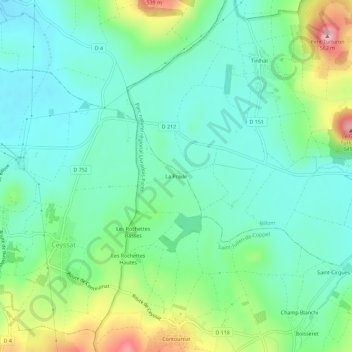La Prade topographic map, elevation, terrain