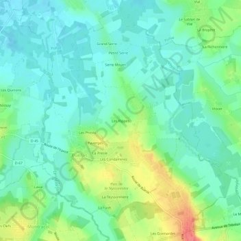 Les Rippes topographic map, elevation, terrain