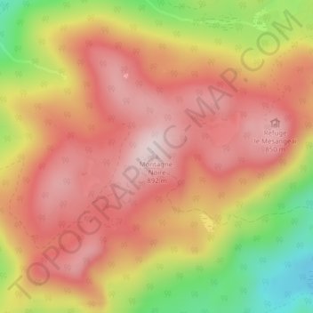 Montagne-Noire topographic map, elevation, terrain