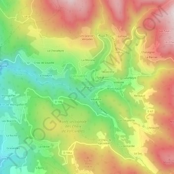 La Farge topographic map, elevation, terrain