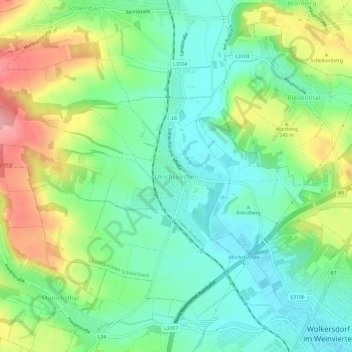 Ulrichskirchen topographic map, elevation, terrain