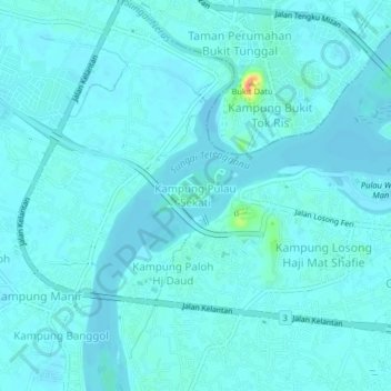 Kampung Pulau Sekati topographic map, elevation, terrain