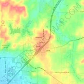 Shelburne topographic map, elevation, terrain