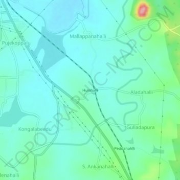 Hulahalli topographic map, elevation, terrain