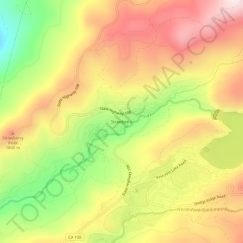 Strawberry topographic map, elevation, terrain