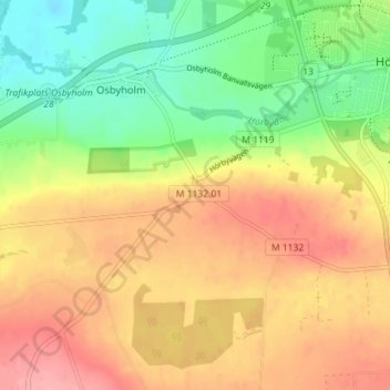 Lyby topographic map, elevation, terrain