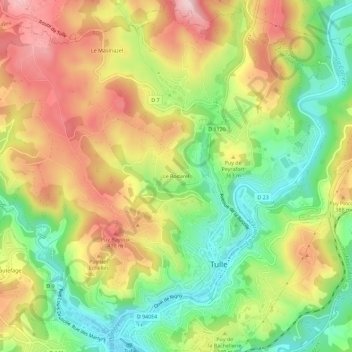 Le Rodarel topographic map, elevation, terrain