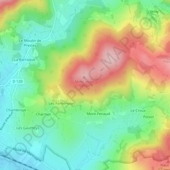 Le Beuillet topographic map, elevation, terrain