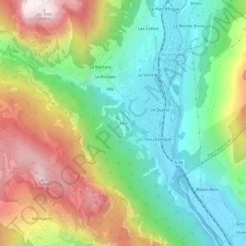 L'Ubac topographic map, elevation, terrain