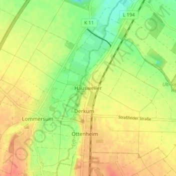 Hausweiler topographic map, elevation, terrain