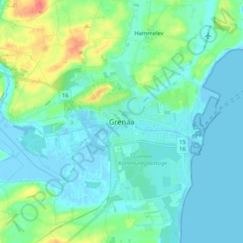 Grenaa topographic map, elevation, terrain