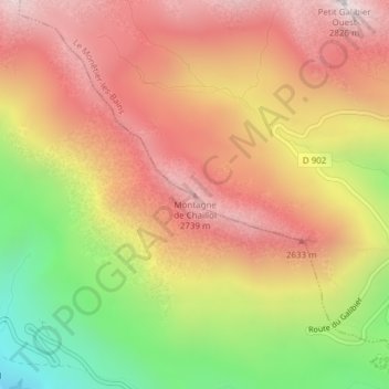 Montagne de Chaillol topographic map, elevation, terrain