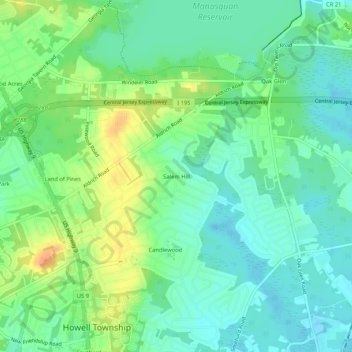 Salem Hill topographic map, elevation, terrain