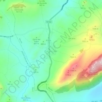 Puerto Lope topographic map, elevation, terrain