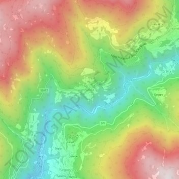 Valda topographic map, elevation, terrain