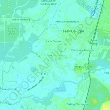 Pokok Tampang topographic map, elevation, terrain