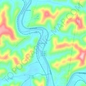 Betsy Layne topographic map, elevation, terrain