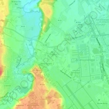 Beroux topographic map, elevation, terrain
