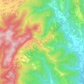 Paz topographic map, elevation, terrain