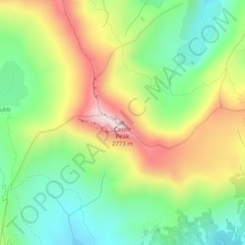 Castle Peak topographic map, elevation, terrain