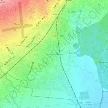 Boma Mbuzi topographic map, elevation, terrain