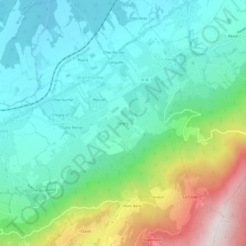 Dugny topographic map, elevation, terrain