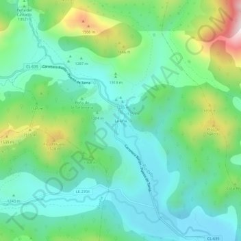 La Uña topographic map, elevation, terrain