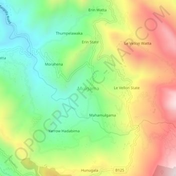 Mulgama topographic map, elevation, terrain