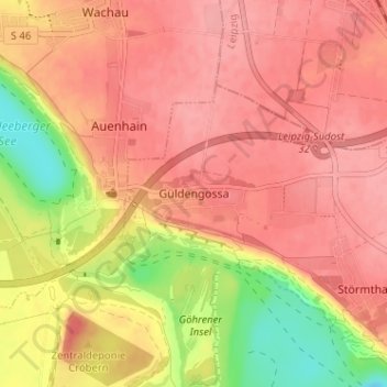 Güldengossa topographic map, elevation, terrain