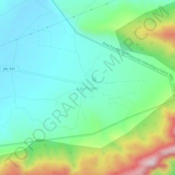 Las Trojes topographic map, elevation, terrain