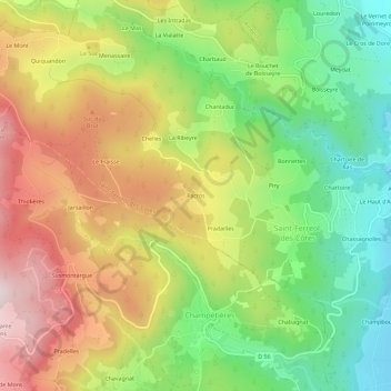 Pacros topographic map, elevation, terrain