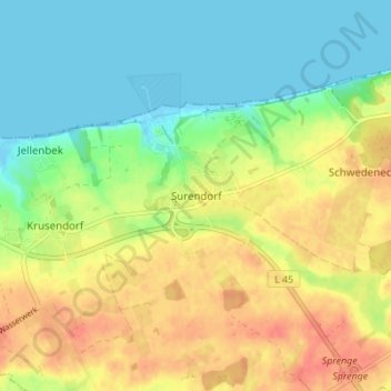 Surendorf topographic map, elevation, terrain