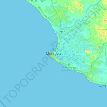 Monrovia topographic map, elevation, terrain
