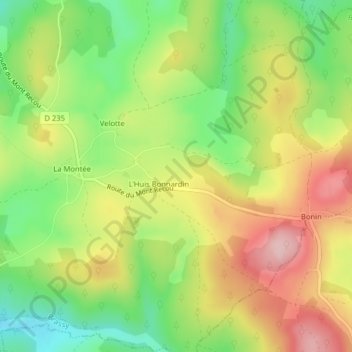 Champ Oudo topographic map, elevation, terrain