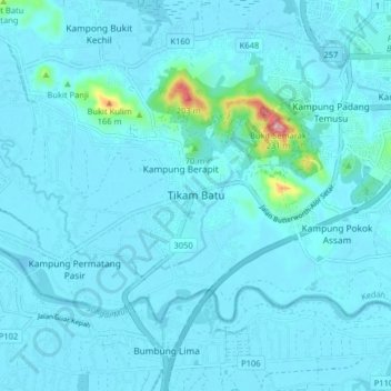 Tikam Batu topographic map, elevation, terrain