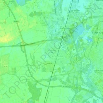 Geispolsheim-Gare topographic map, elevation, terrain
