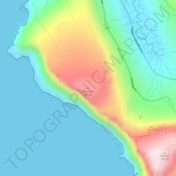 Prestfjall topographic map, elevation, terrain