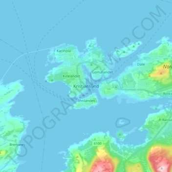 Kristiansund topographic map, elevation, terrain