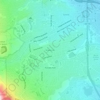 Broadmoor topographic map, elevation, terrain