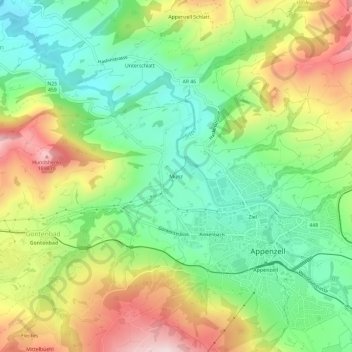 Münz topographic map, elevation, terrain