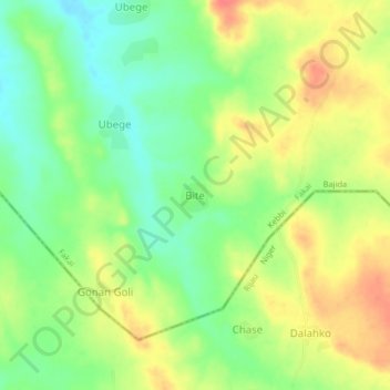 Bite topographic map, elevation, terrain